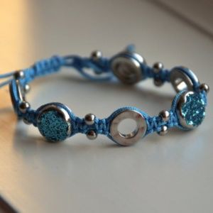 Turquoise & Silver Glitter Druzy Bracelet